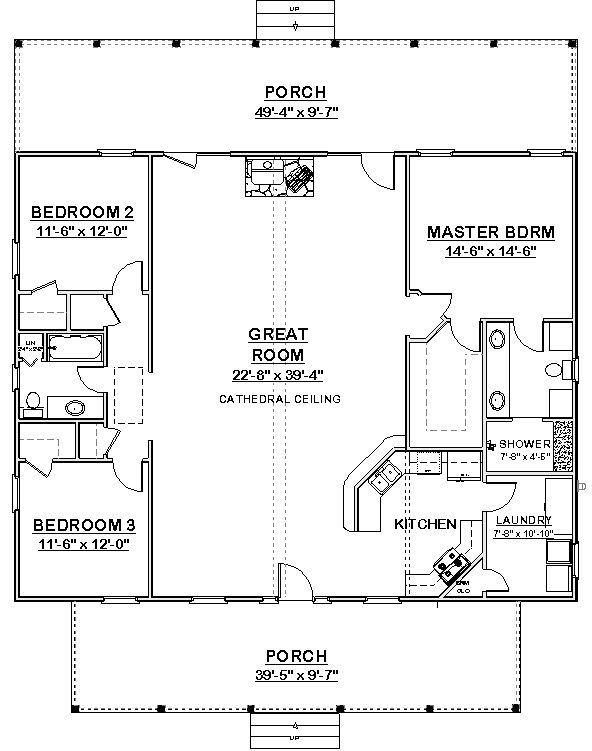 square house plans 40x40 | The Makayla plan has 3 bedrooms and 2 baths ...