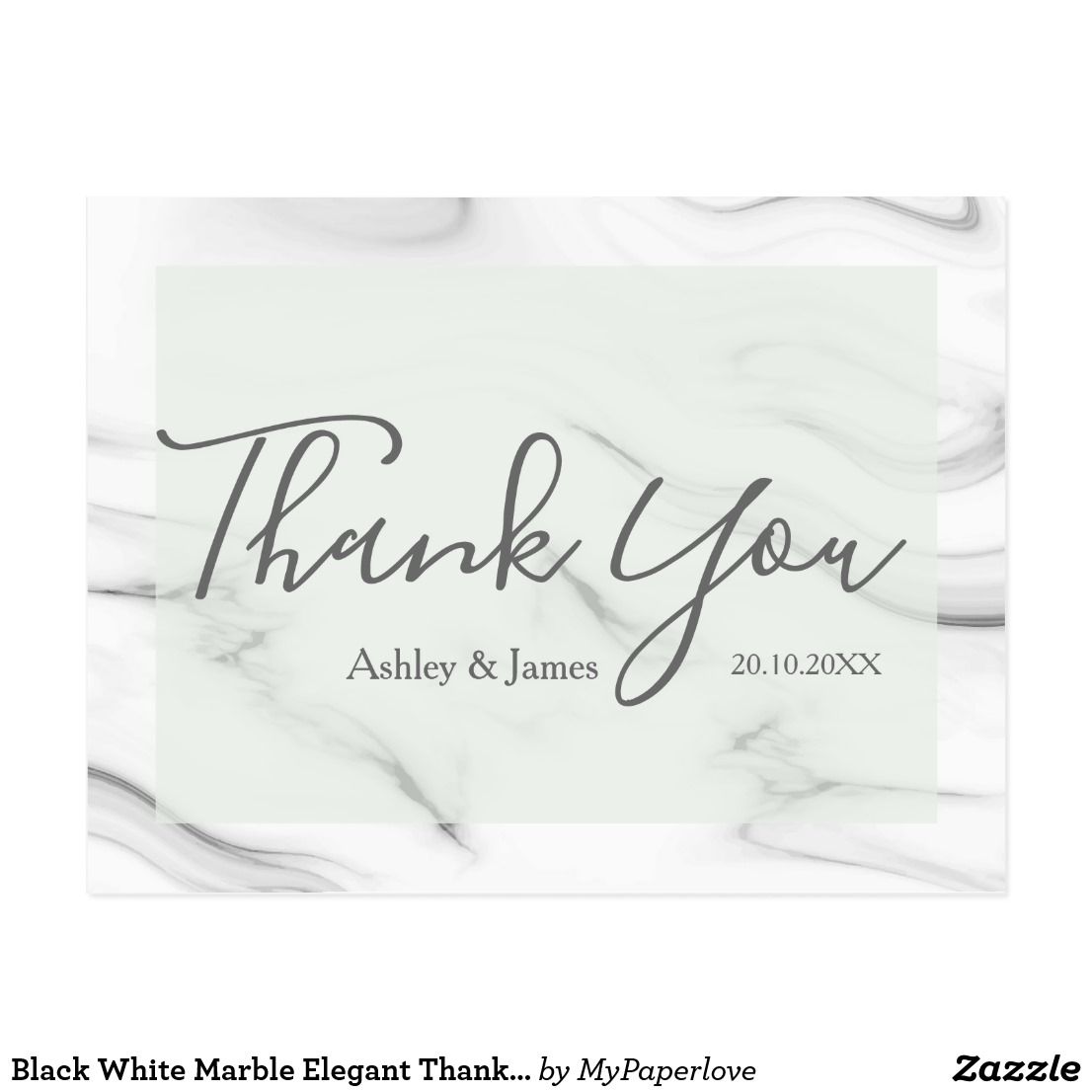 Black White Marble Elegant Thank you Postcard | Thank you cards, Black ...