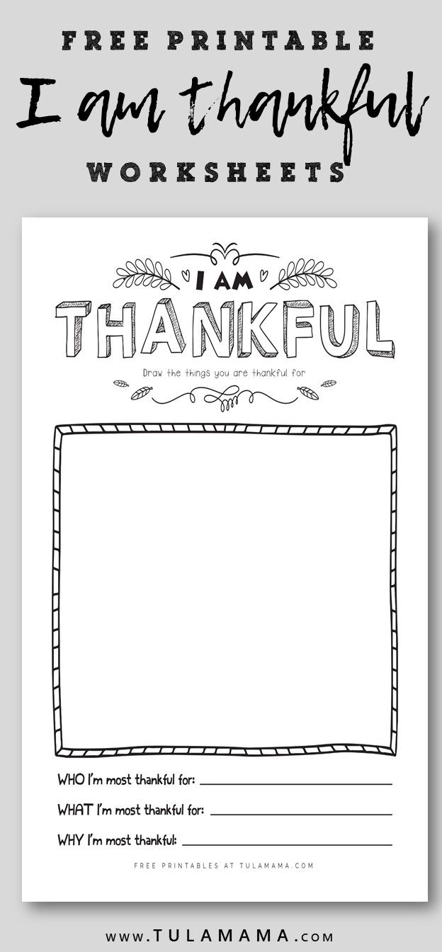 I Am Thankful Worksheets