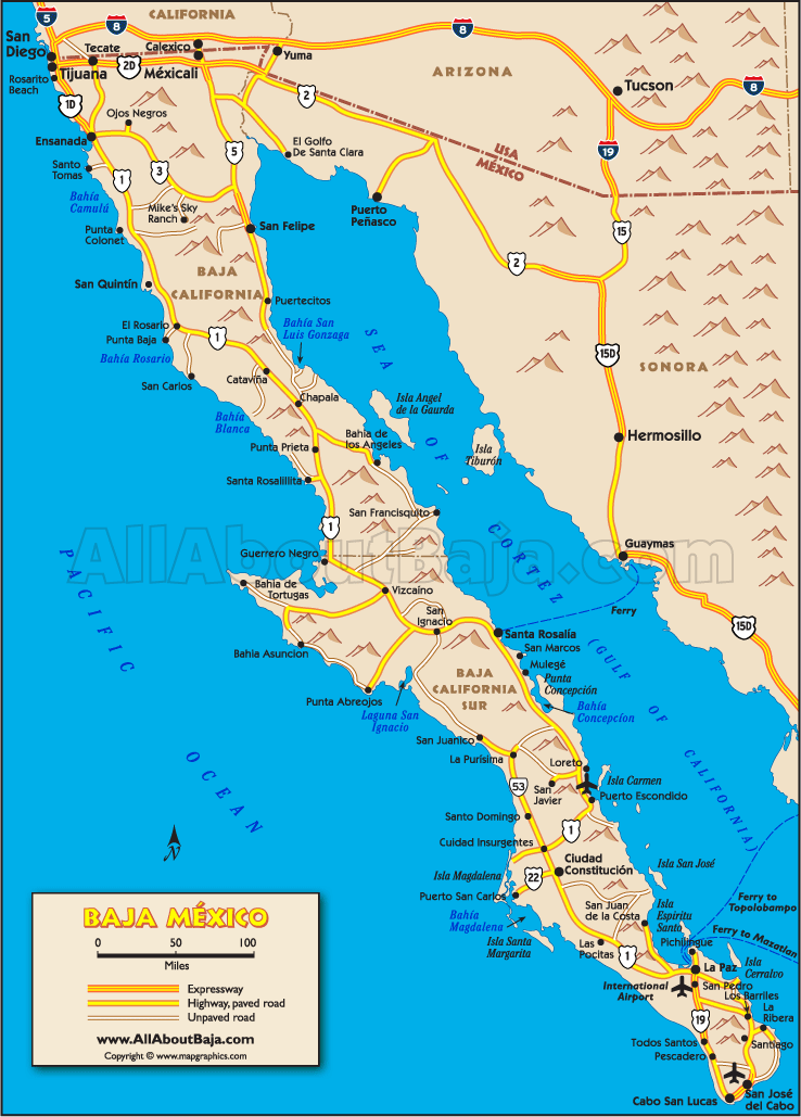 Maps of Baja - Baja Peninsula Map - All About Baja | Baja california