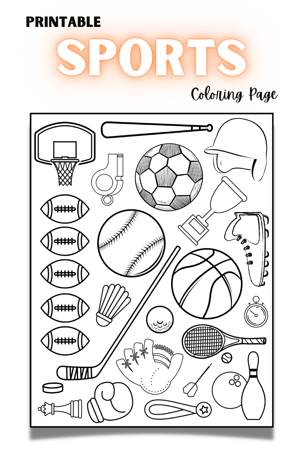 Sports coloring page for kids. Just download, print, and enjoy! Sports ...