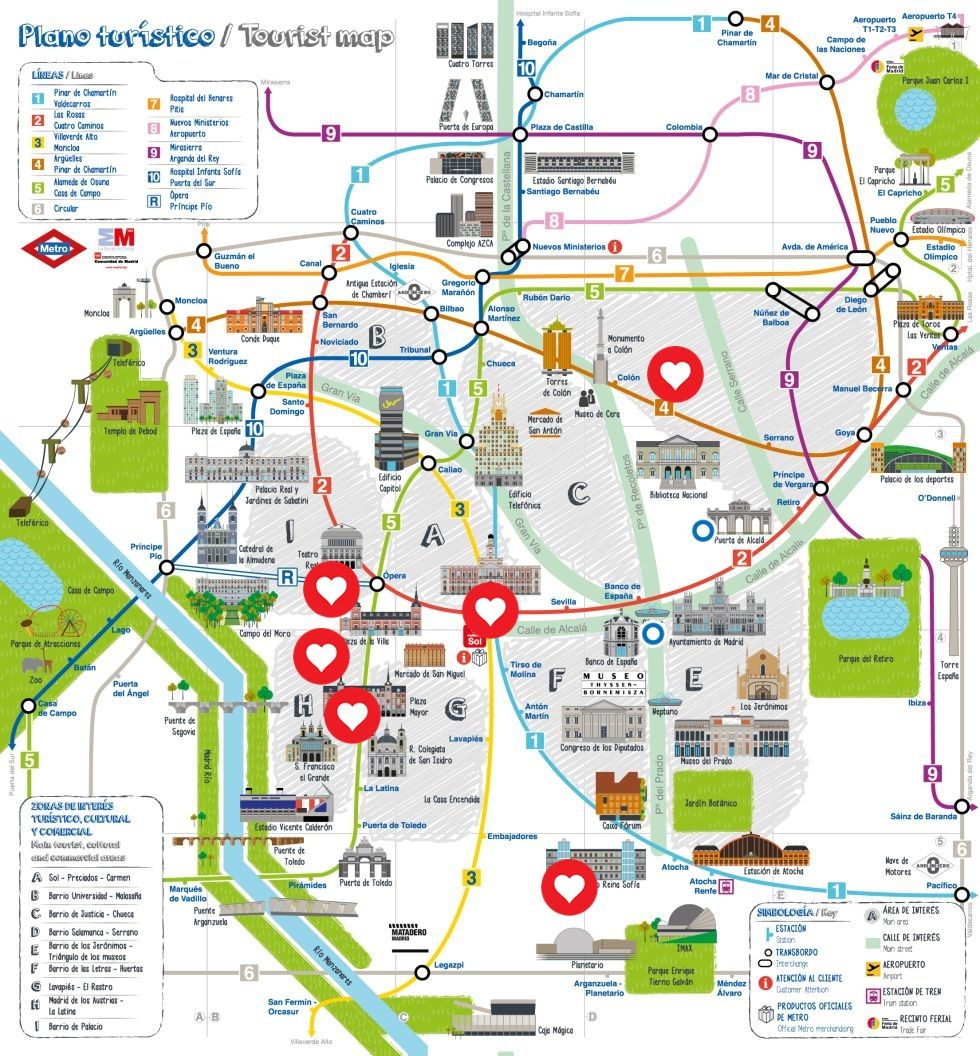 Madrid Mapa Turistico - ThingLink | Madrid tourist map, Madrid ...