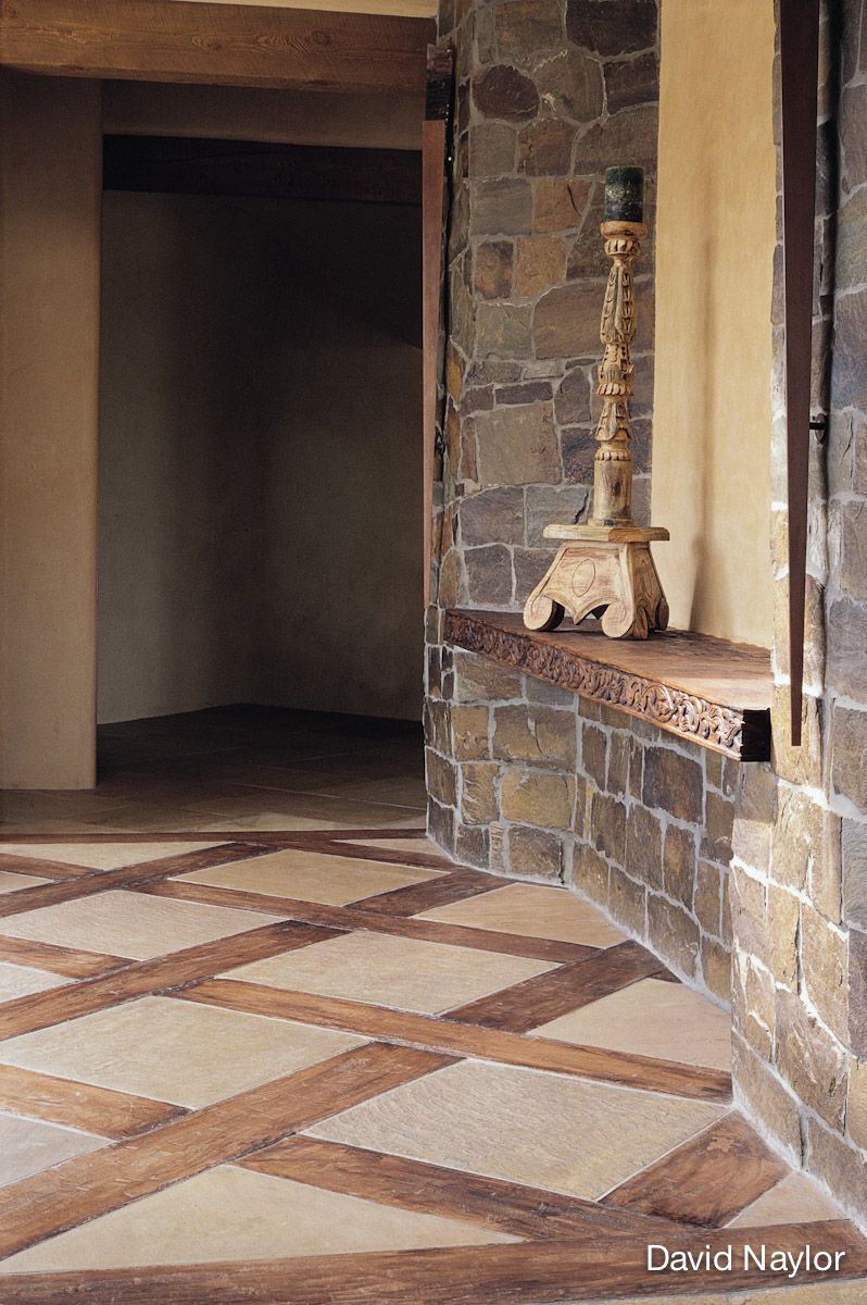 In This Basket Weave Wood And Stone Inlay Floor The Wood Was Hand