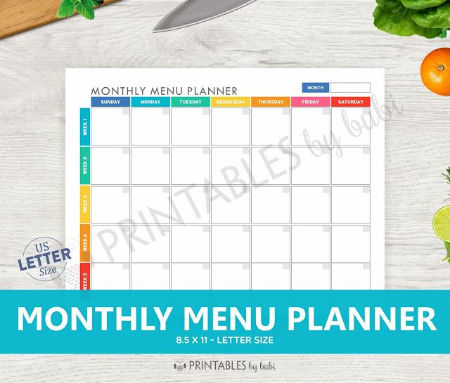 Monthly Menu Planner Editable - Month of meals | Menu planner printable ...