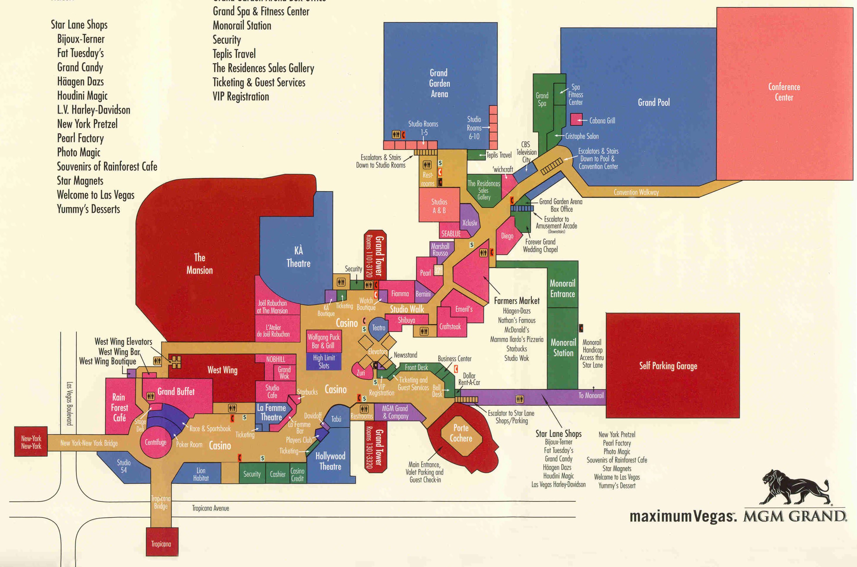 MGM Grand Map Layout