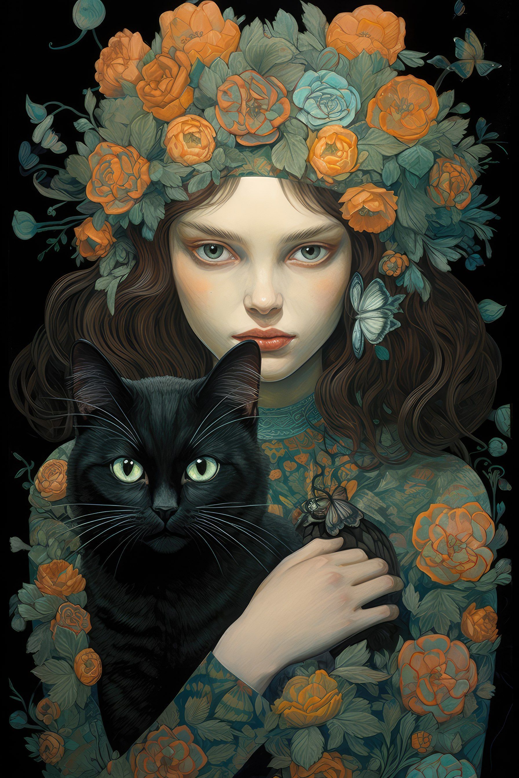 Cat Art in 2024 | Cat art, Black cat art, Animal art