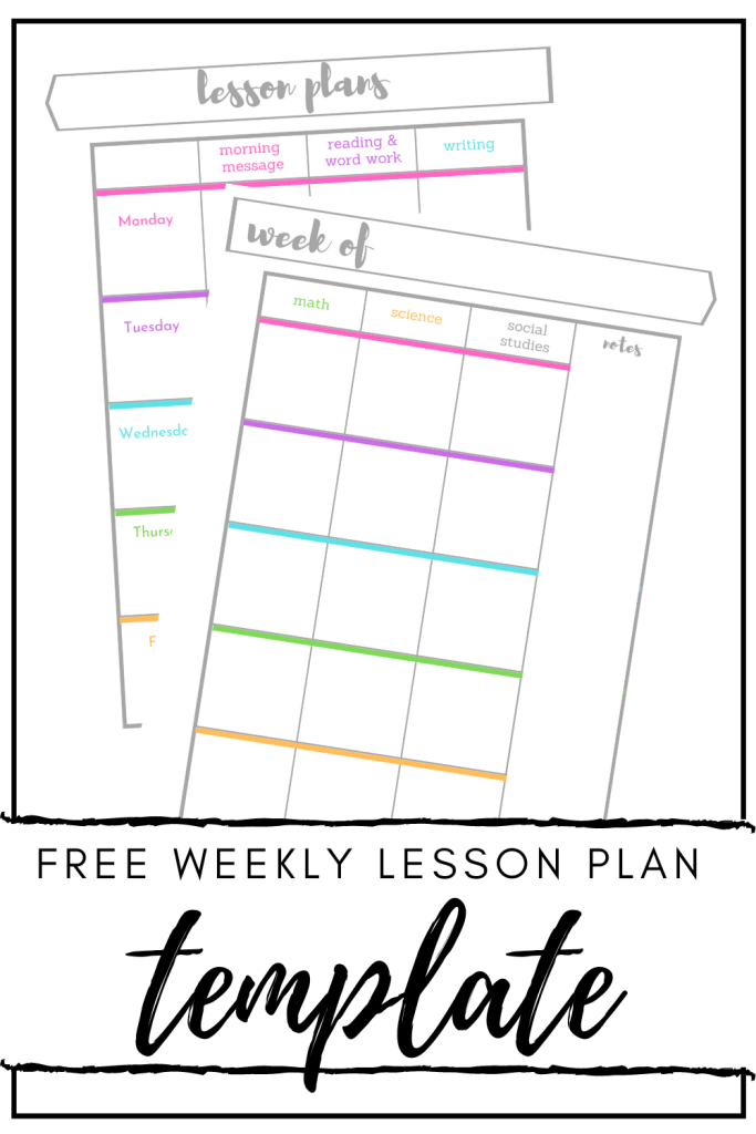 Free weekly lesson plan template – Artofit