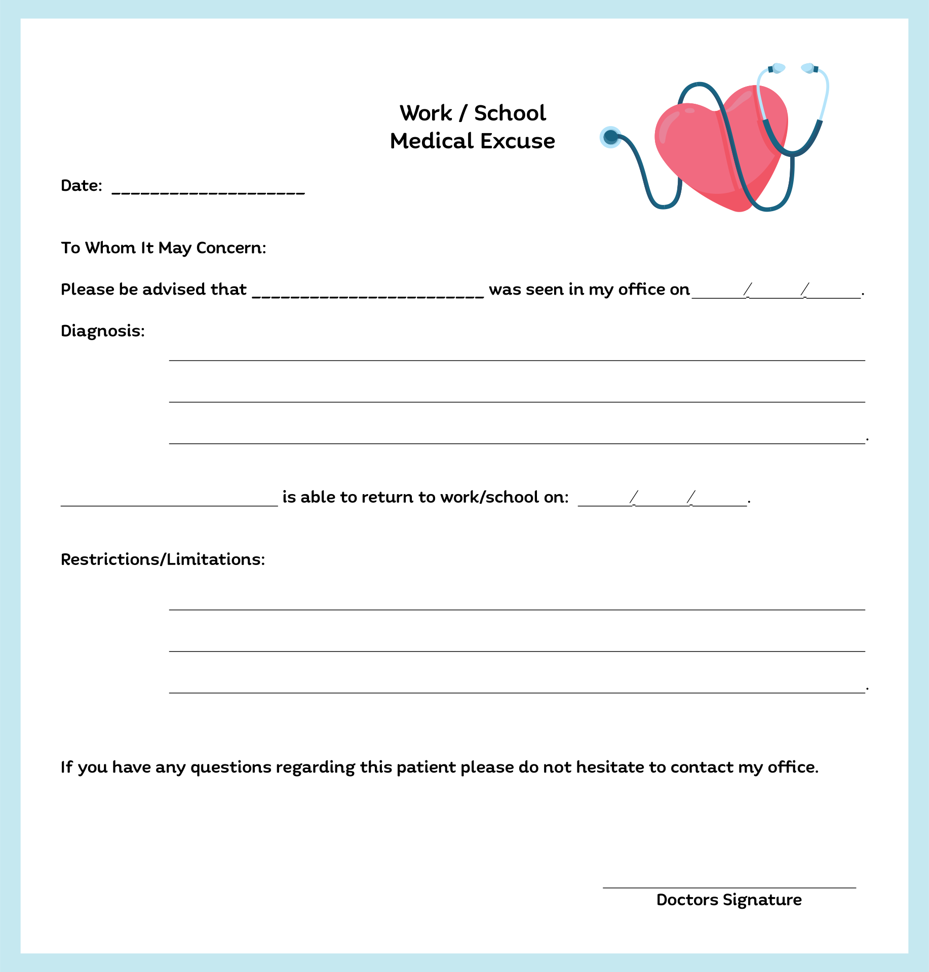 School Absence Note Template | Doctors note template, Doctors note ...