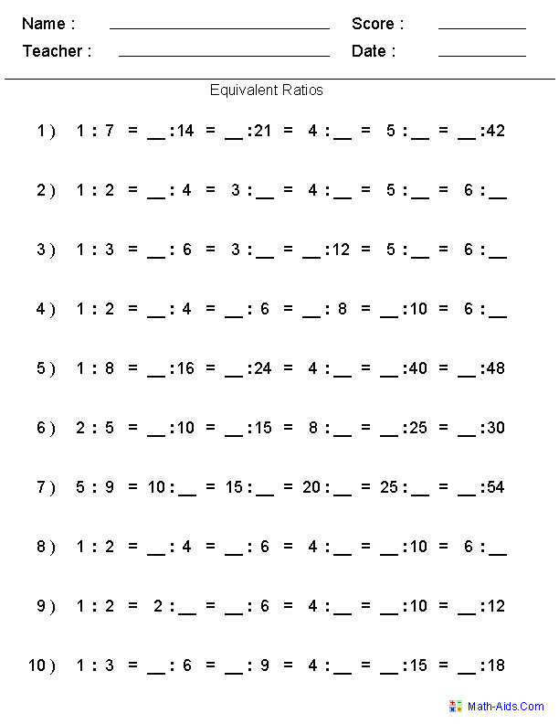 Ratio Worksheets | Ratio Worksheets for Teachers | Proportions ...