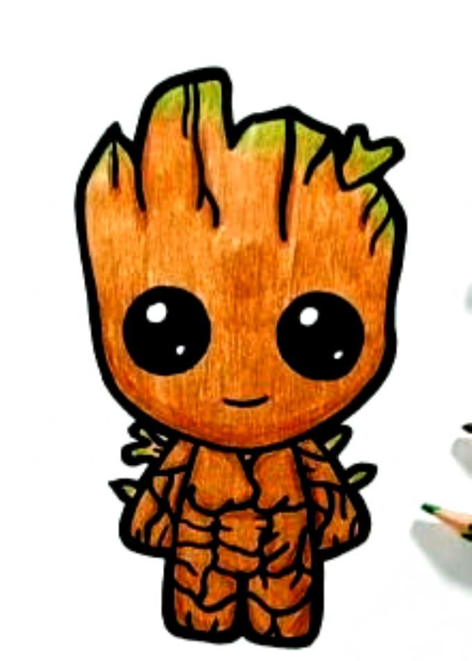 How to draw baby Groot from guardians of the galaxy Baby Disney