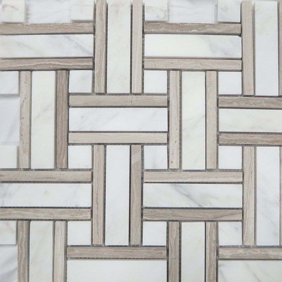 Style Selections Stone Taupe Basketweave Mosaic Natural Stone Marble