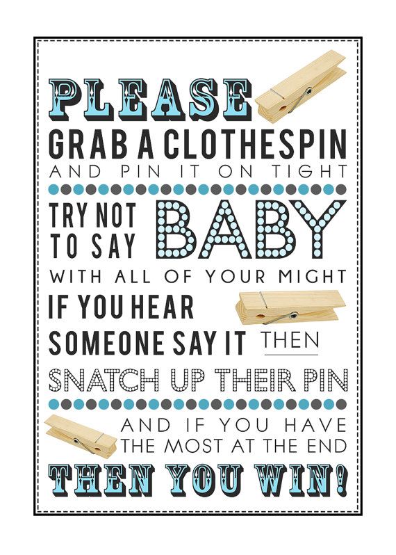 Don't Say Baby Clothespin Game, Printable Baby Shower Games, Boy Baby ... image.