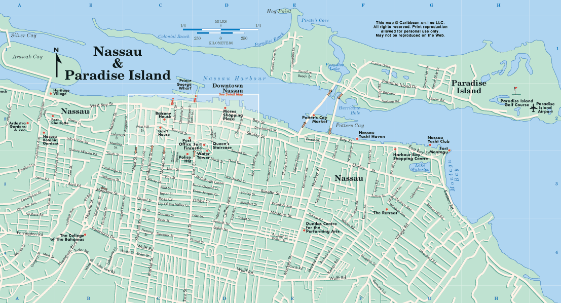 Nassau, Bahamas- street map | Disney Cruise | Bahamas cruise, Paradise ...