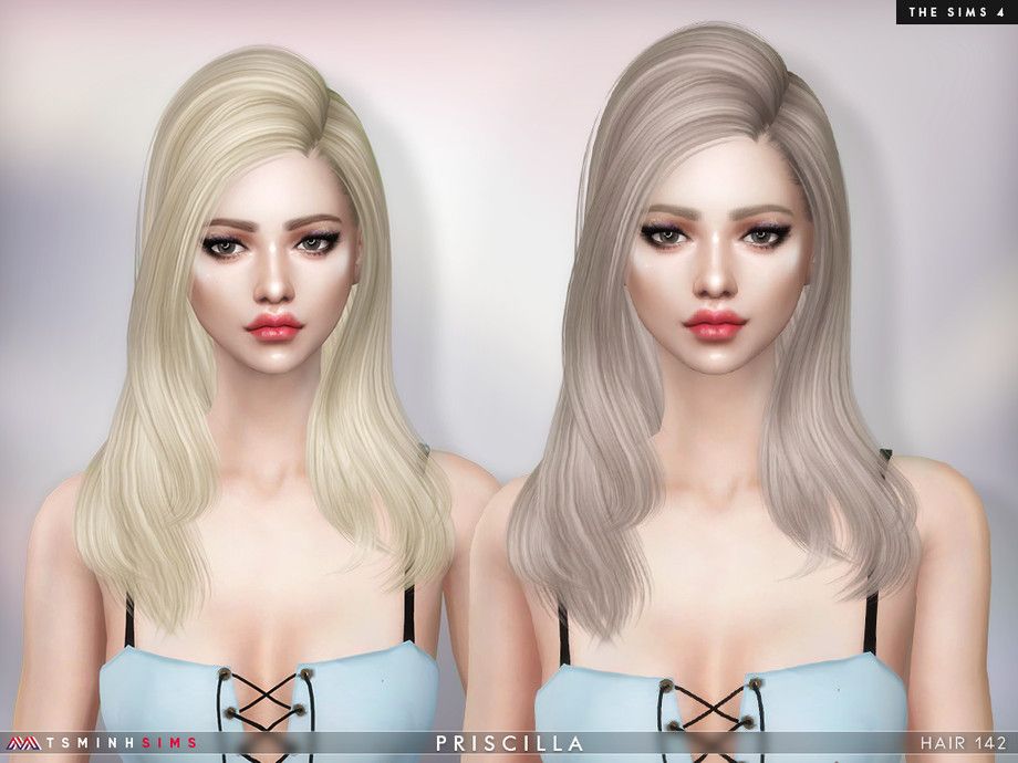 Sims 4 — Priscilla ( Hair 142 ) by TsminhSims — New meshes - 20 colors ...