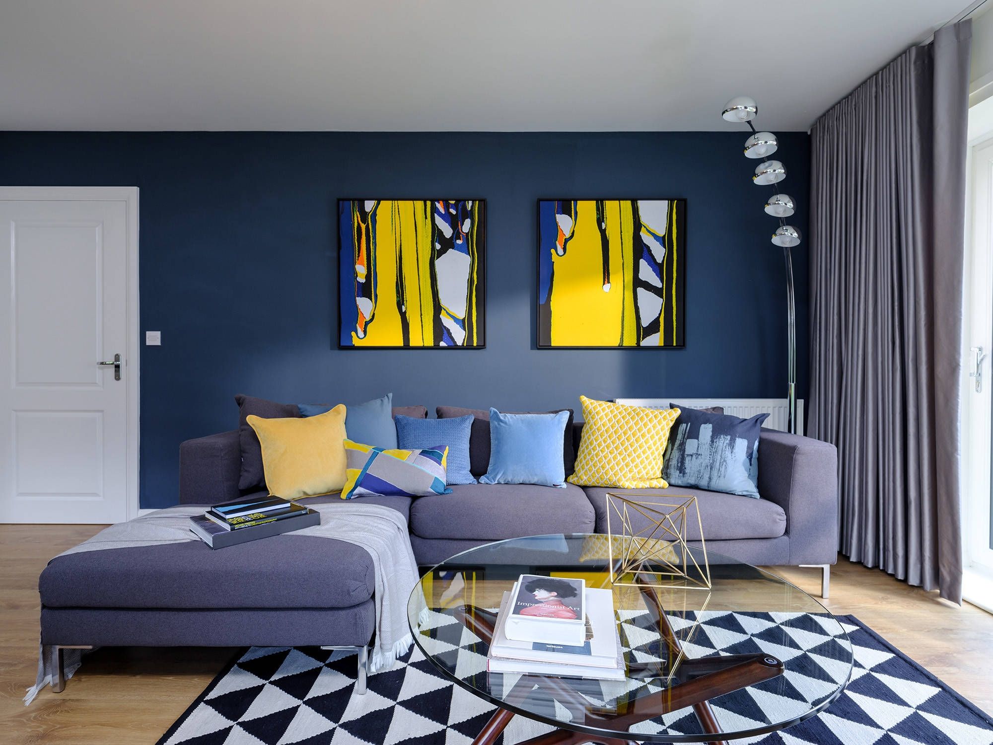 Blue And Yellow Living Room Ideas Photos Houzz pertaining to Blue And