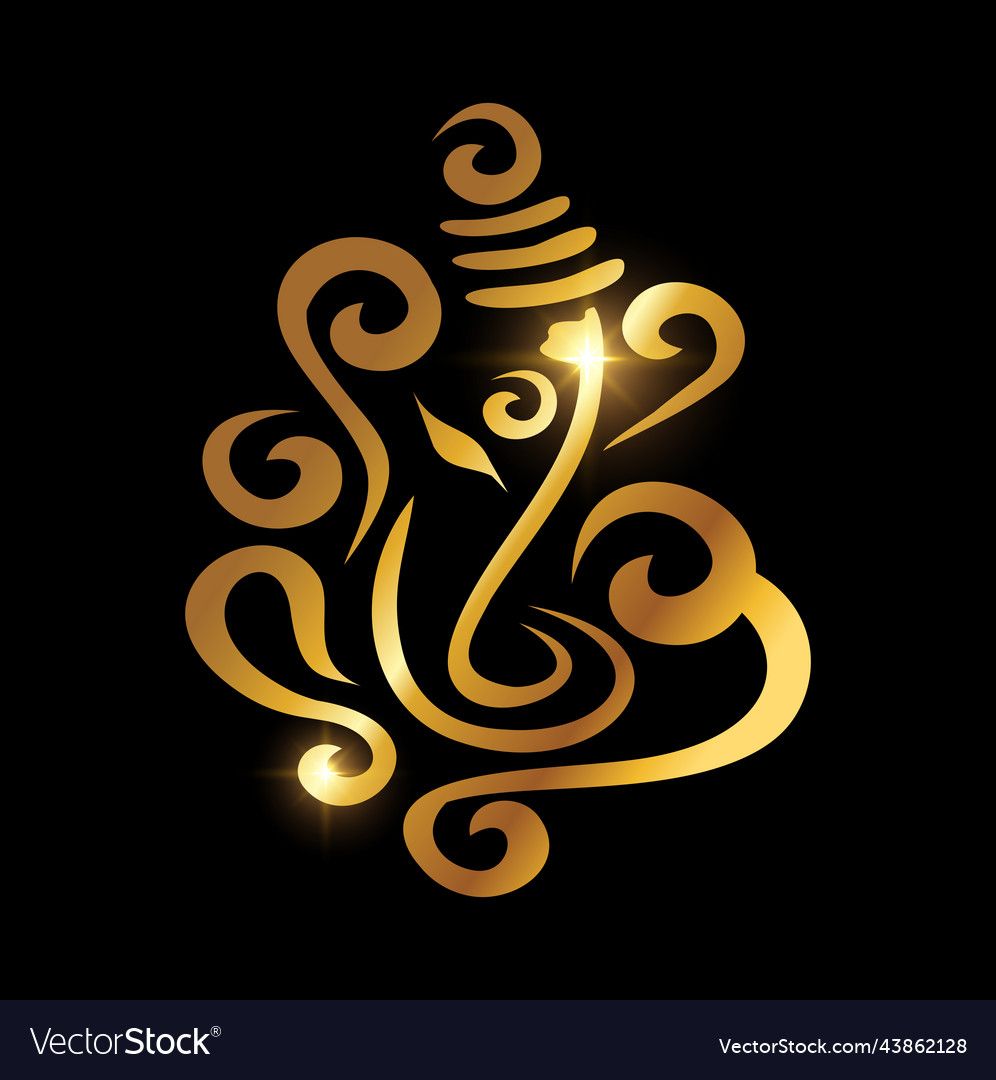 Luxury shri ganeshay namah golden hindi calligraphy text with ganesh ...