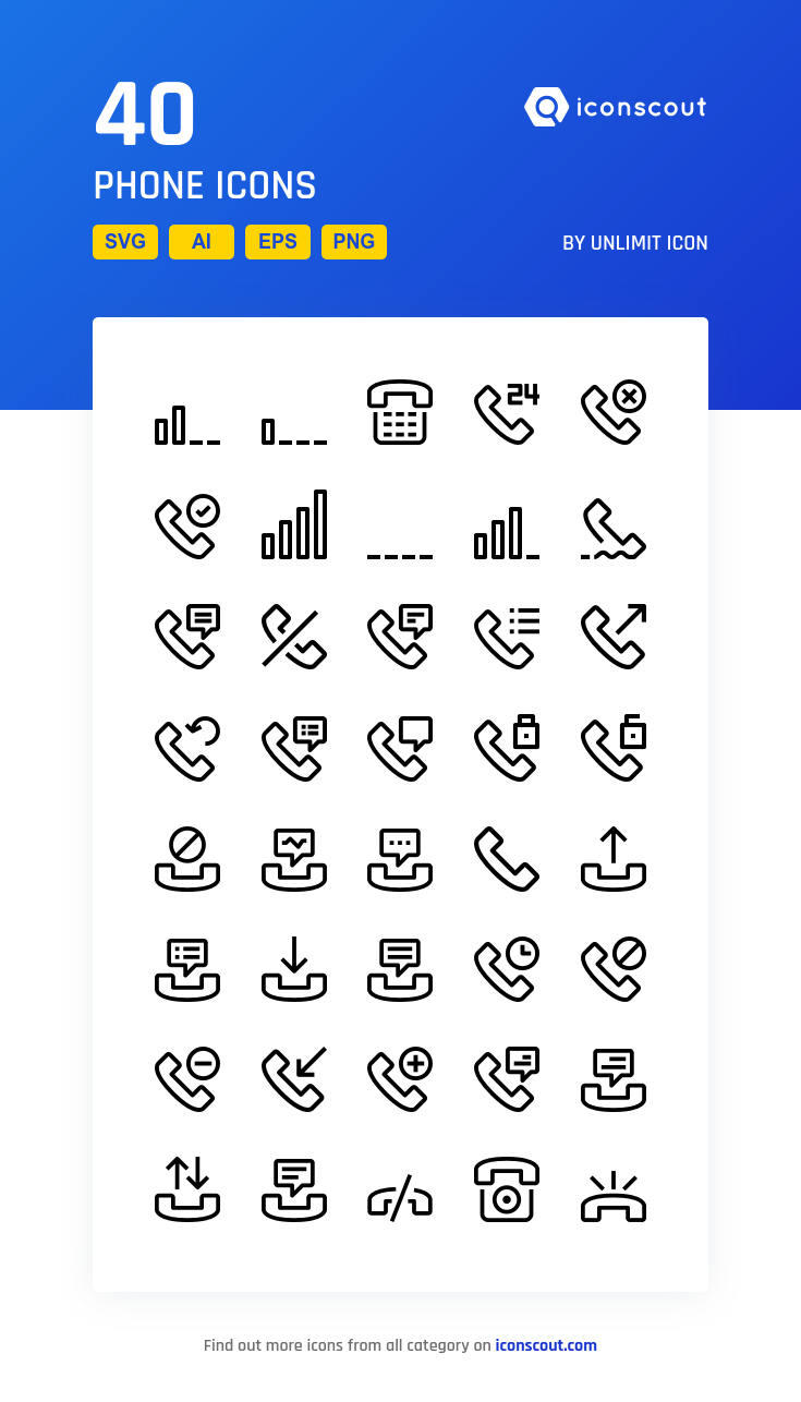 Phone Icon Pack - 40 Line Icons Png Icons, Phone Icon, Hani, Pictogram ...