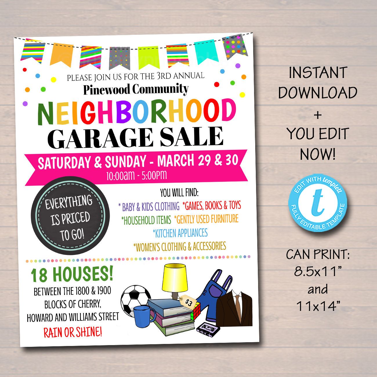 Editable Garage Sale Flyer Printable Pta Pto Flyer School Etsy In 2021 Garage Sales Sale Flyer Pta Organization [ 1300 x 1300 Pixel ]