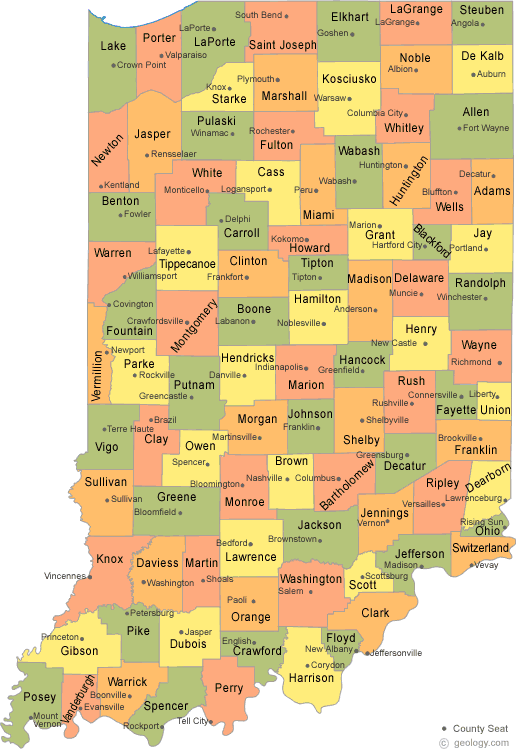 a map of the state of indiana with all states and major cities ...