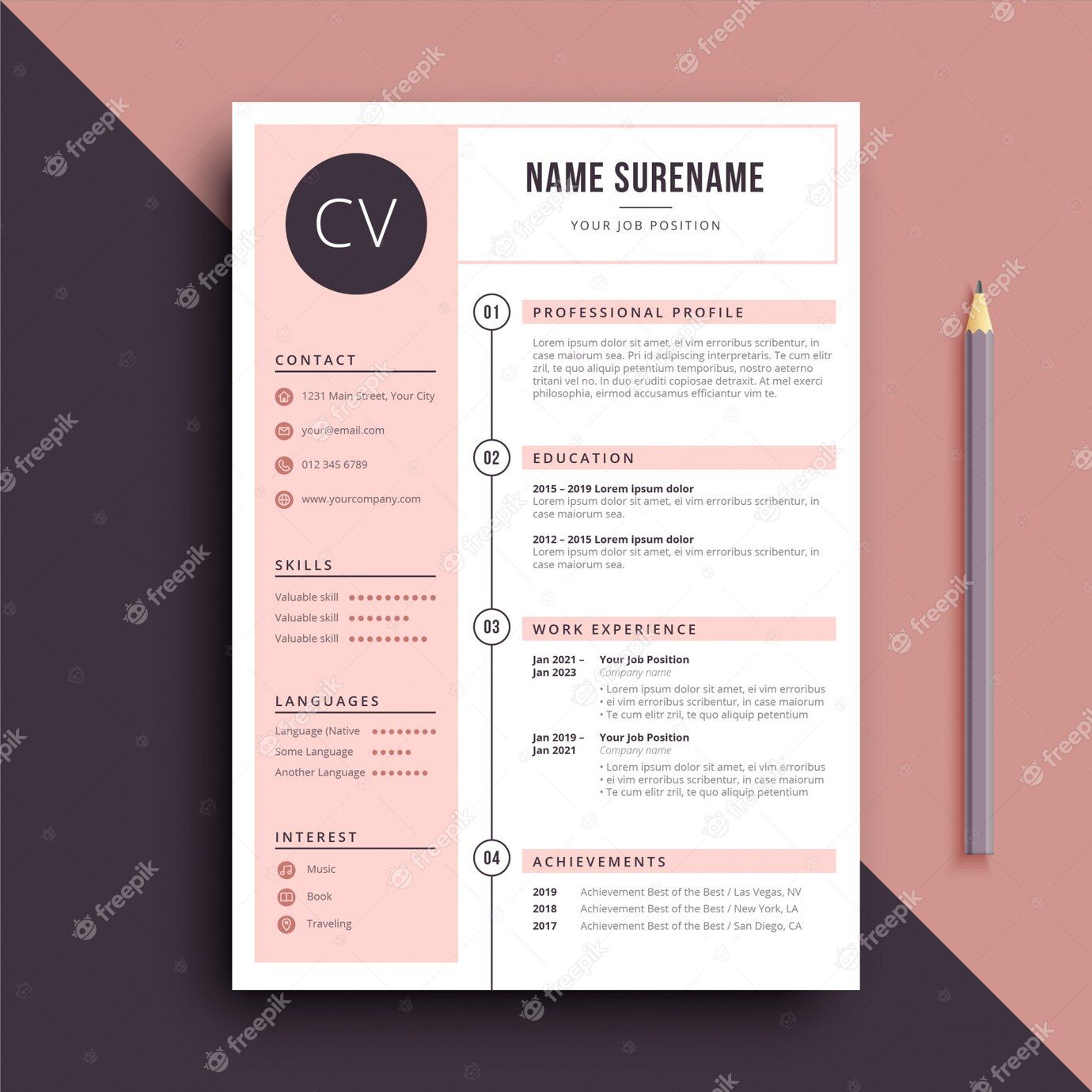 Modelo de cv de currículo de cor feminina | Vetor Premium Cv Template ...