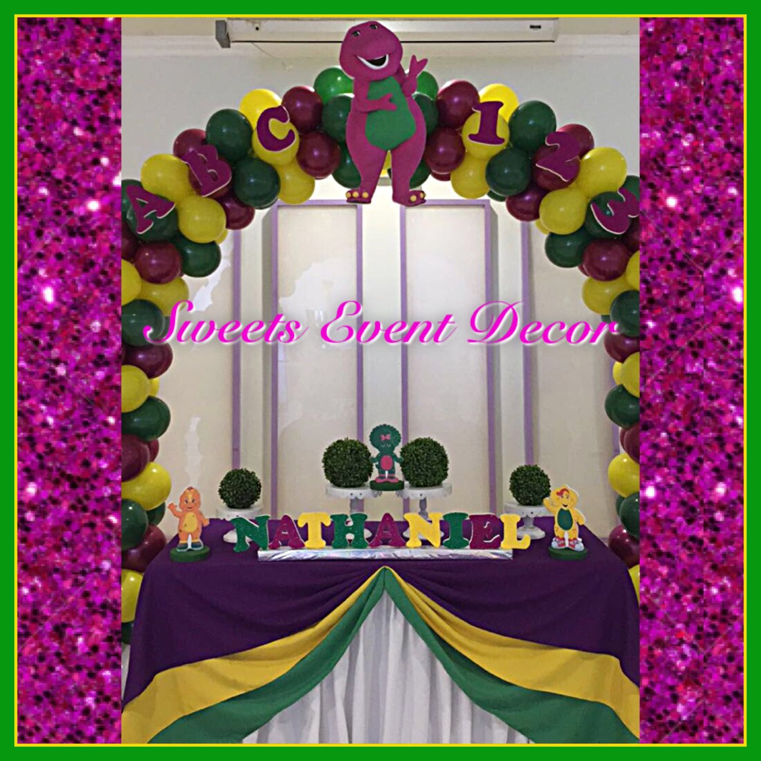 Pin on Barney Theme Decoration by: Sweets Event Decor