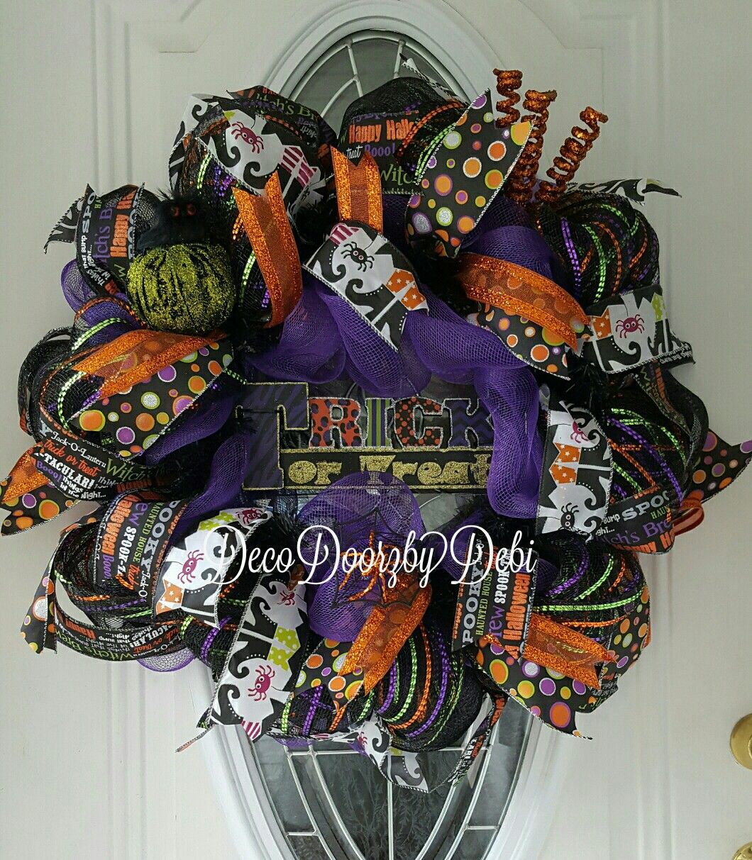 Trick or Treat deco mesh wreath, Halloween Trick or Treat wreath, Multi ...