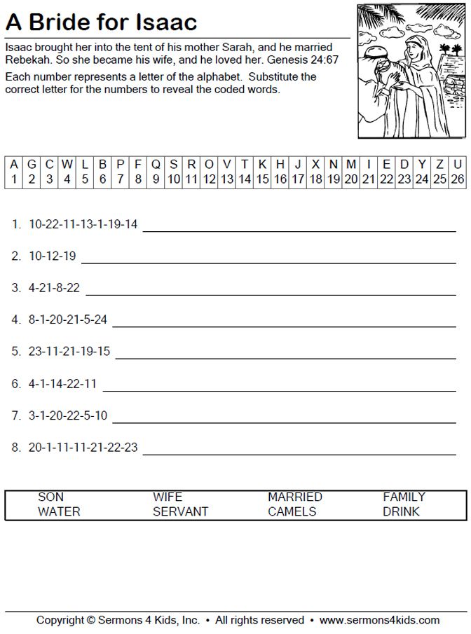 Isaac And Rebekah Worksheets | Math Worksheets 4 Kids