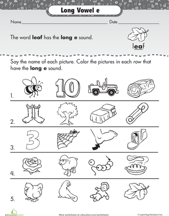 Long Vowel A E Worksheets