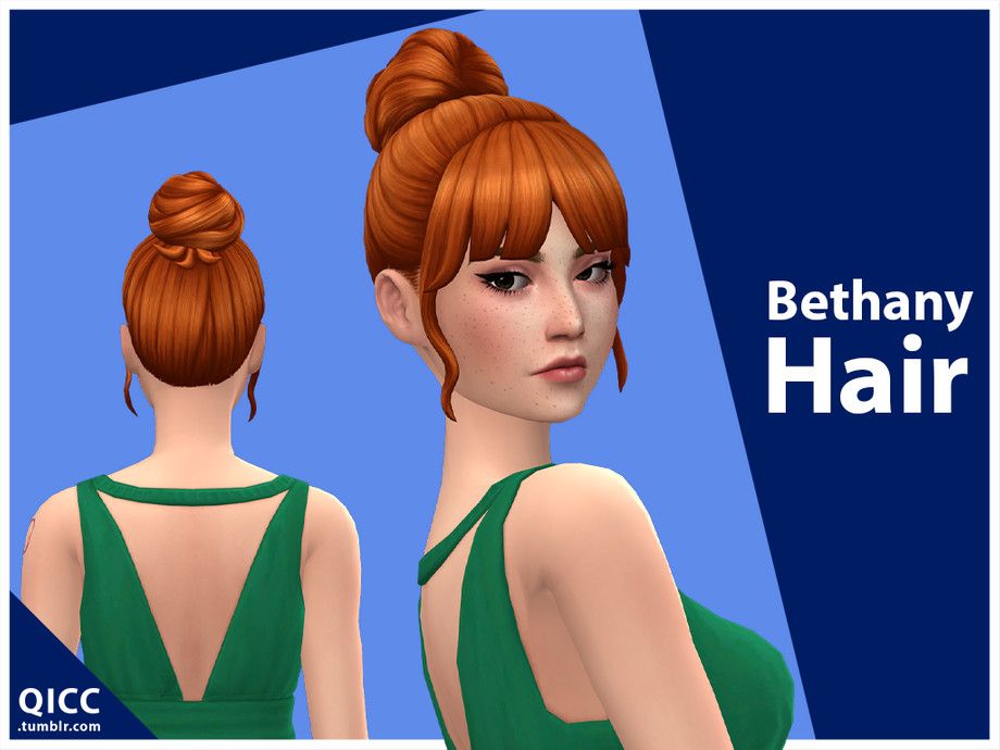 Sims 4 space bun with hair down cc maxis match - birdhon