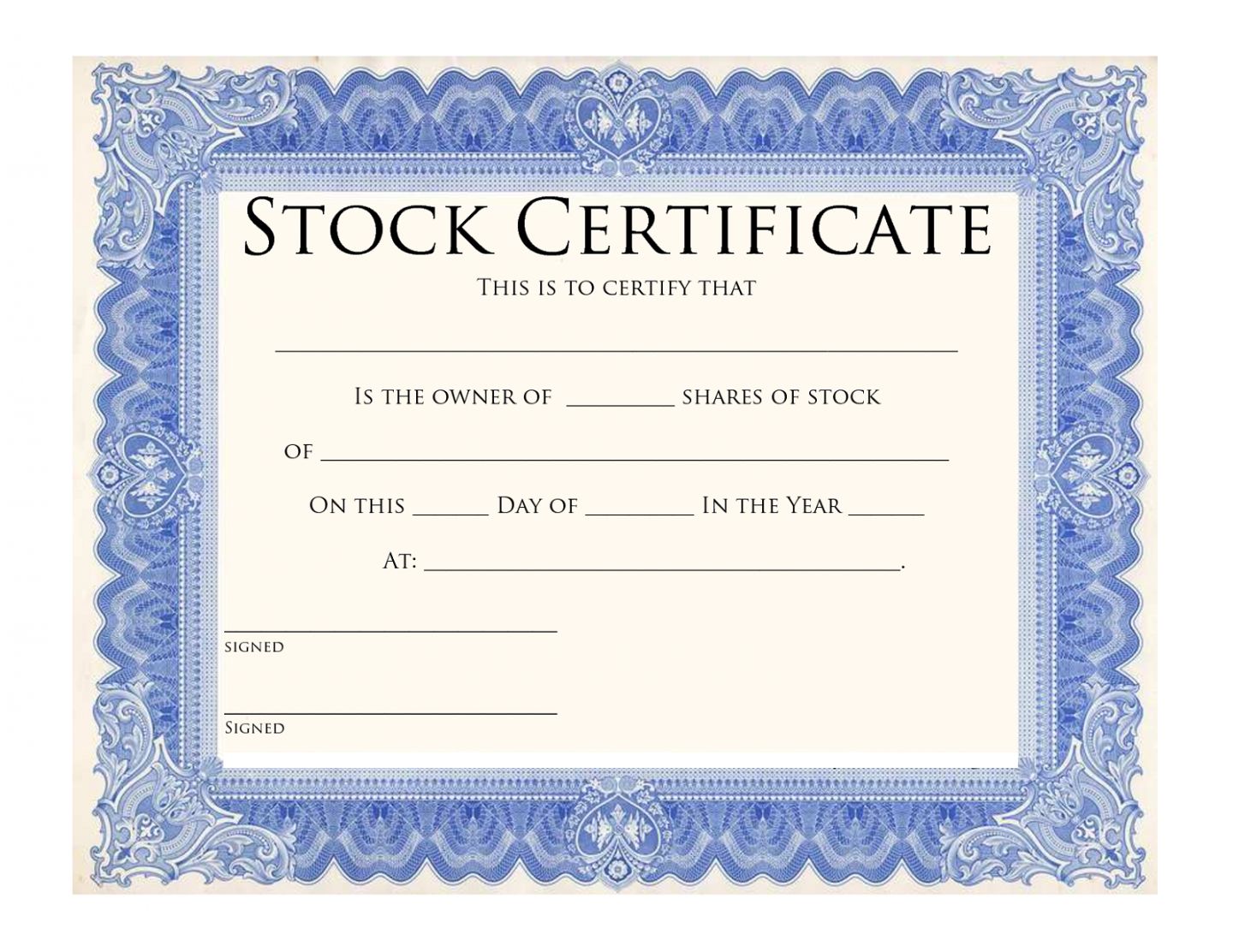 corporate stock certificate template word starkhouseofstraussco ...