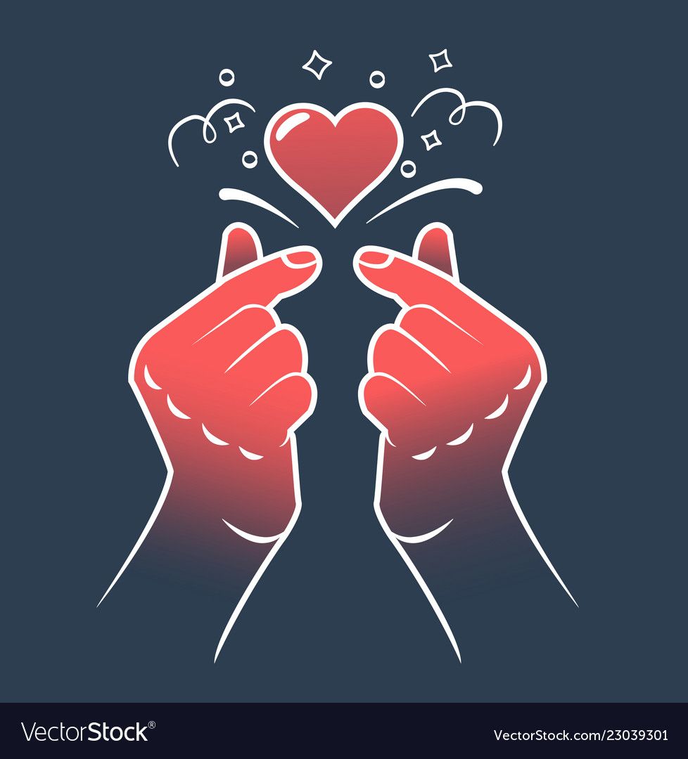 Korean Heart Hand Gesture Symbol Symbol Of The Heart And Love Korea Finger Heart Icon In The Linear Styl Cute Love Wallpapers Heart Hand Sign Girly Drawings