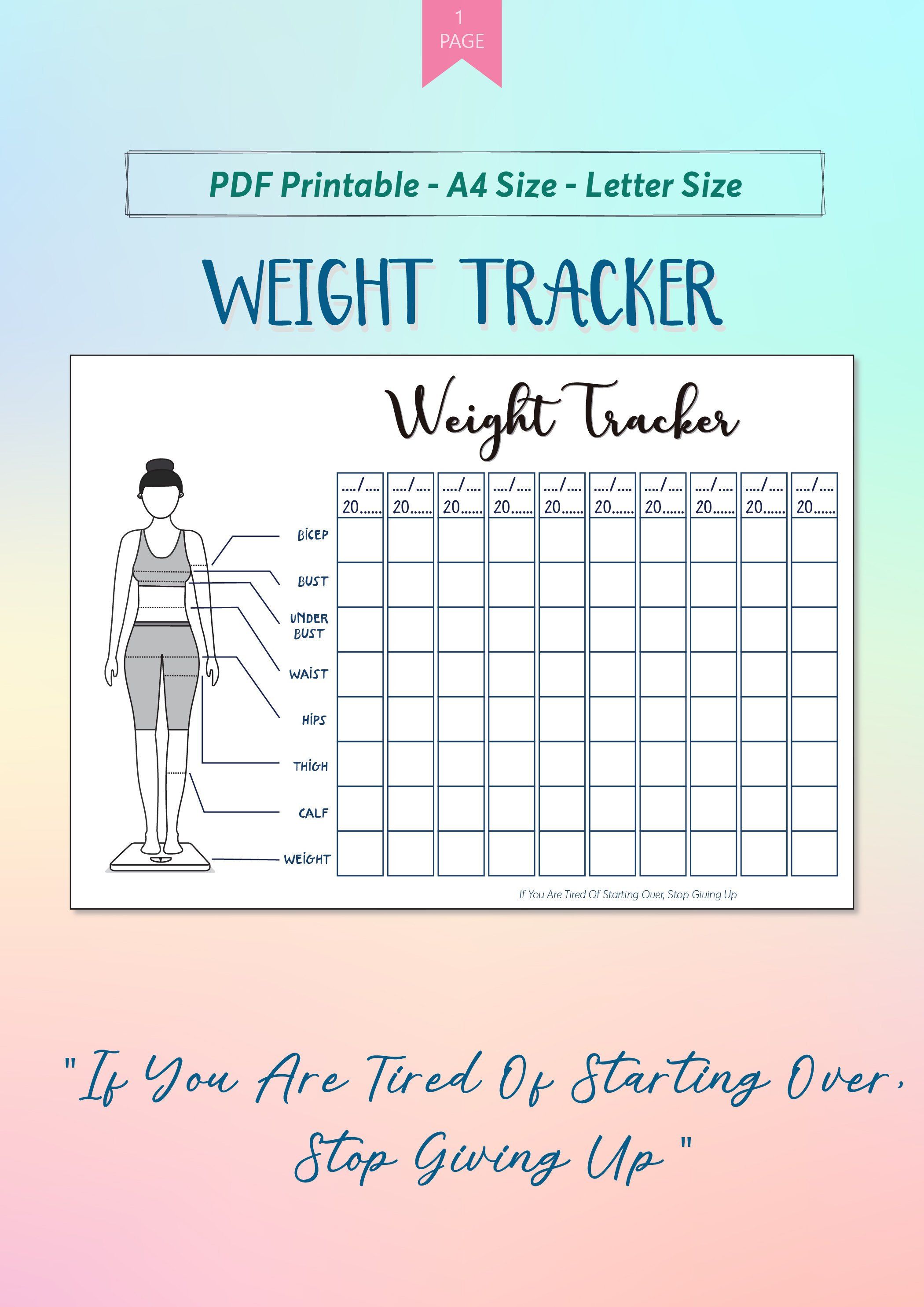 Weight Loss Chart Free Printable