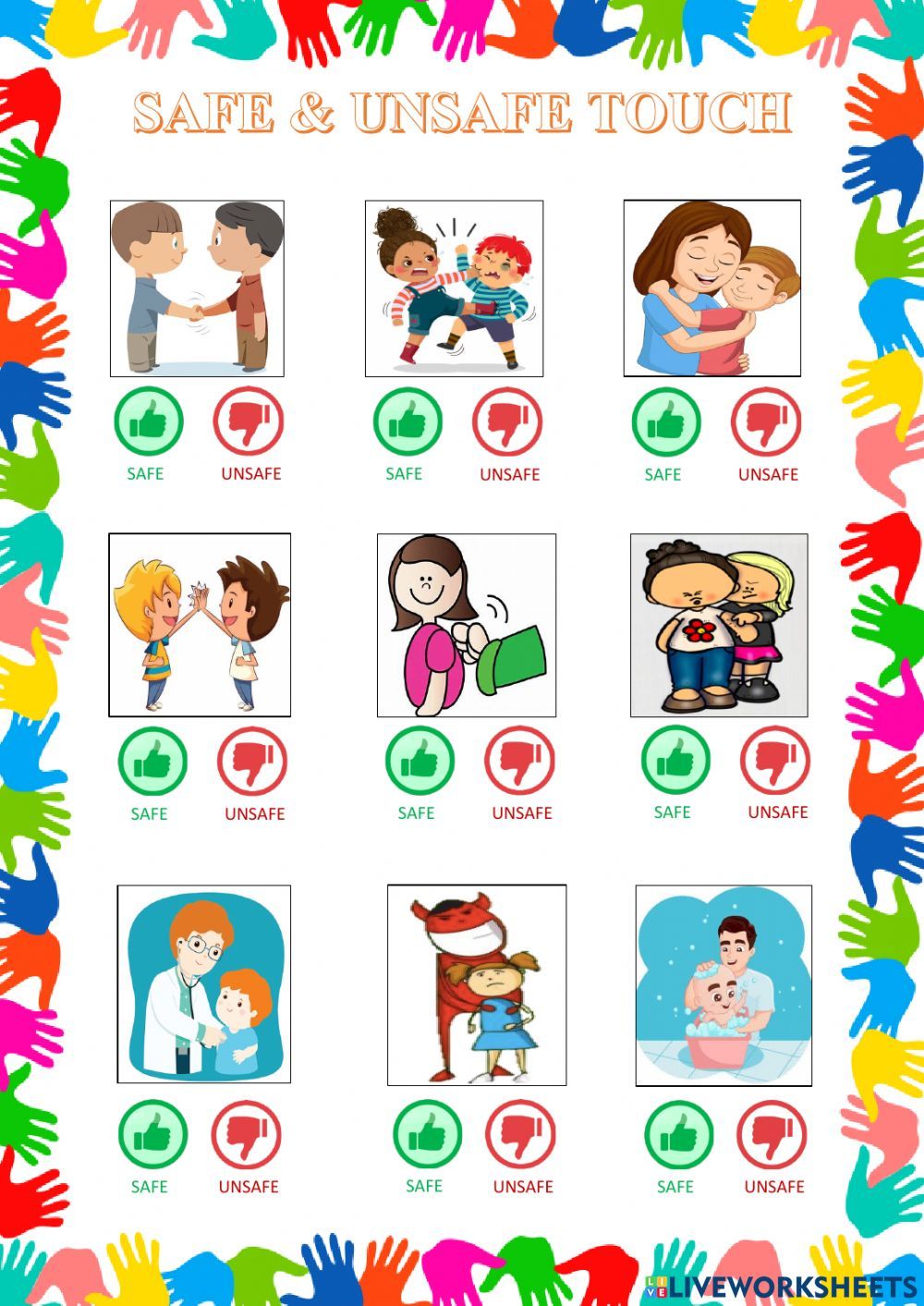 Child Safety online worksheet for KG. You can do the exercises online ...