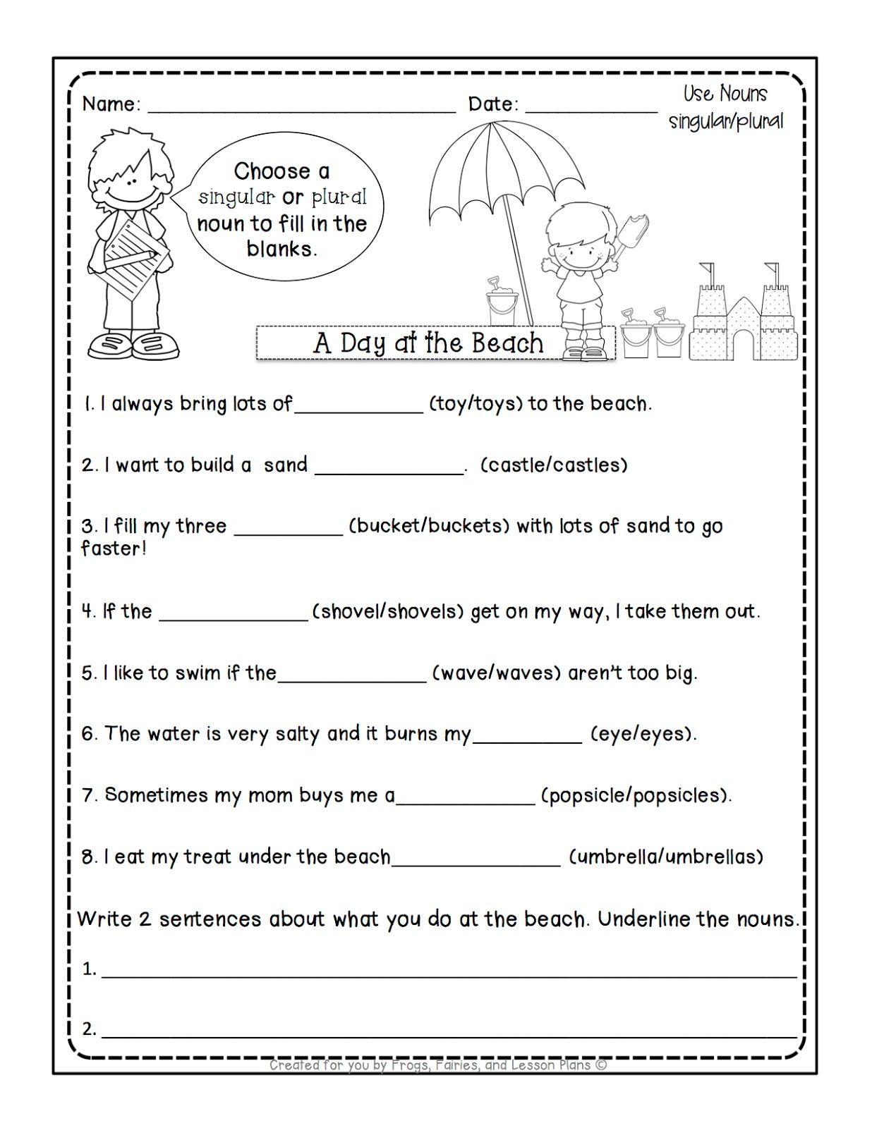 Possessive Nouns First Grade Worksheet