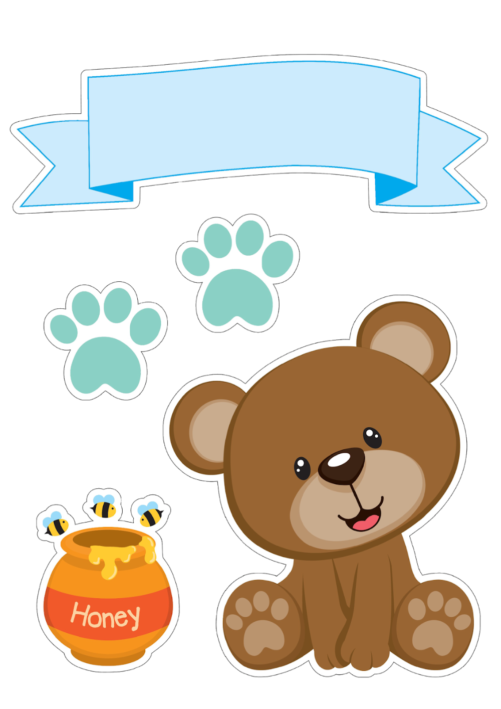 Bear Boy with Honey Free Printable Cake Toppers. - Oh My Baby ...