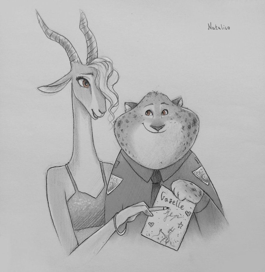 Gazelle and Officer Clawhauser ^^ Other drawings of Zootopia by me ...