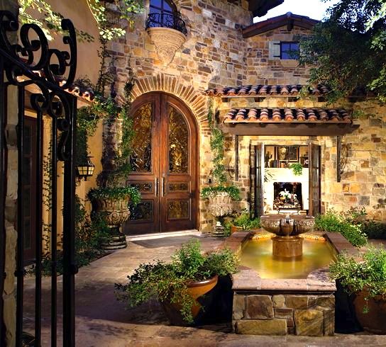 Mexican Hacienda Style Home Design Gorgeous Courtyard Entrance Tuscan house Spanish style 