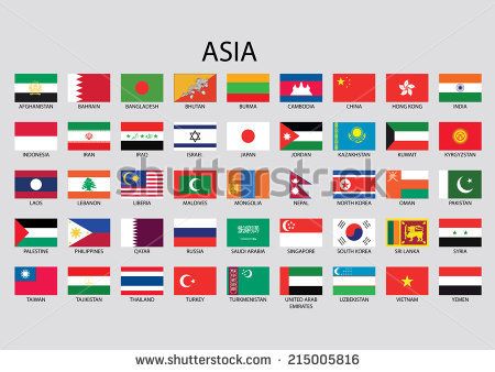 Asia Continent Flag Pack : image vectorielle de stock (libre de droits ...