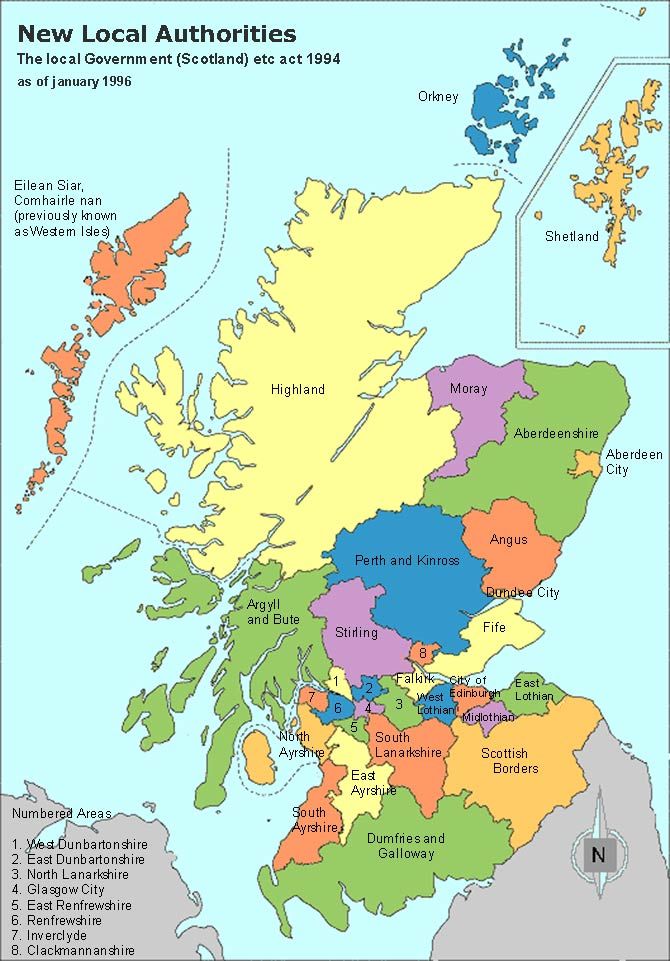 Scotland Authorities Councils Map Scotland Map, Scotland Road Trip ...