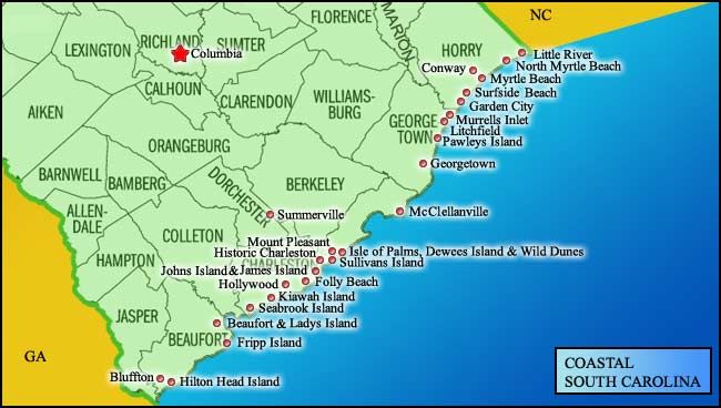 South Carolina Georgia Coast Map