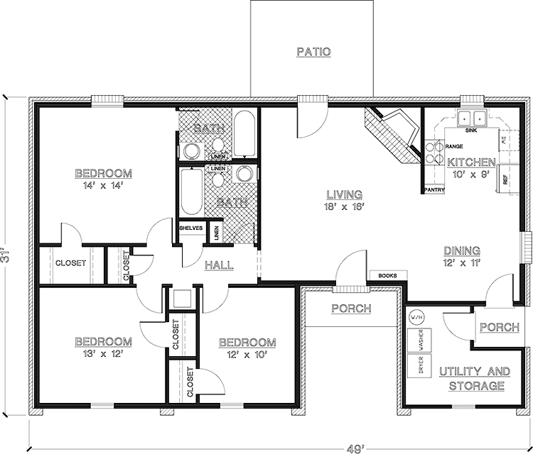 1000 Square Foot 1000 Sq Ft House Plans 3 Bedroom - Bedroom Poster