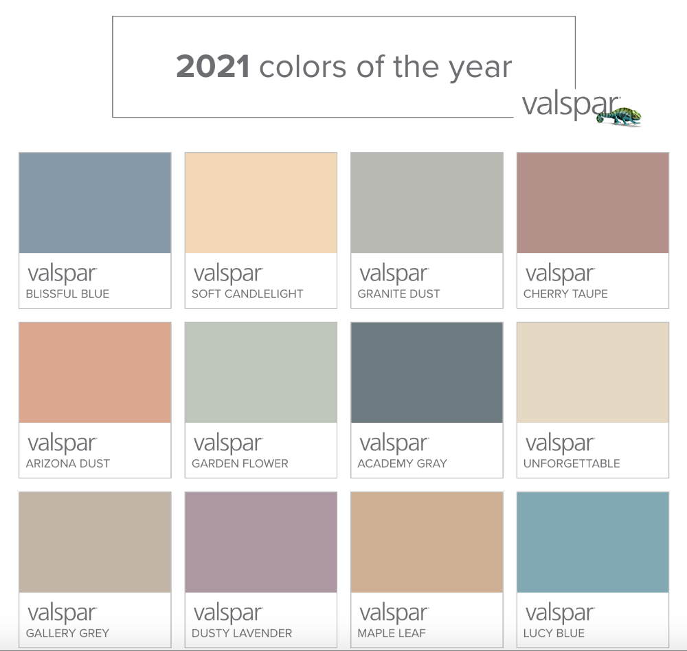 2021 Valspar Colors of The Year | Trending paint colors, Color of the ...