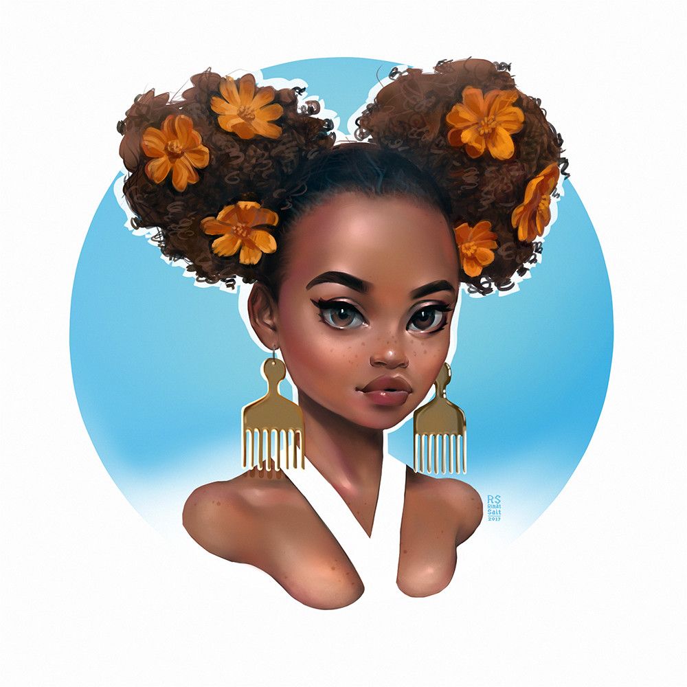 ArtStation - Cute girl, Rinat Sait Black Love Art, Black Girls Rock ...