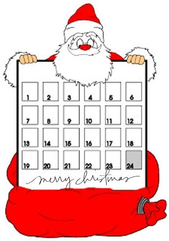 Printable Christmas Countdown Calendar 2014 Free Santa