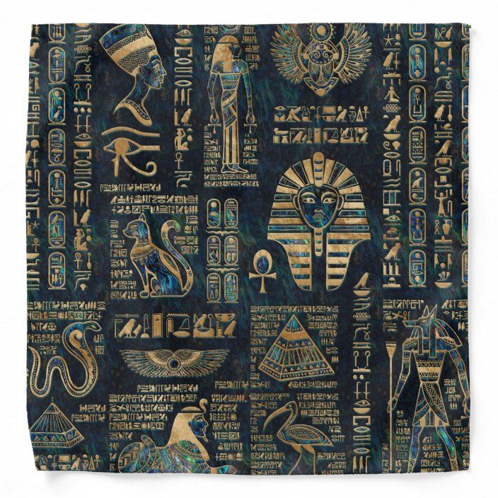 Egyptian hieroglyphs and deities -Abalone and gold Bandana | Zazzle.com ...