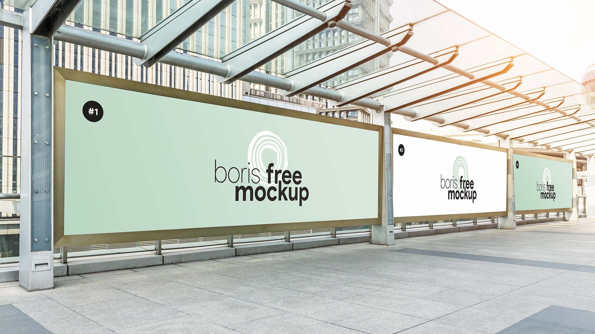 Free Bus Stop Advertising Poster Mockup PSD image.