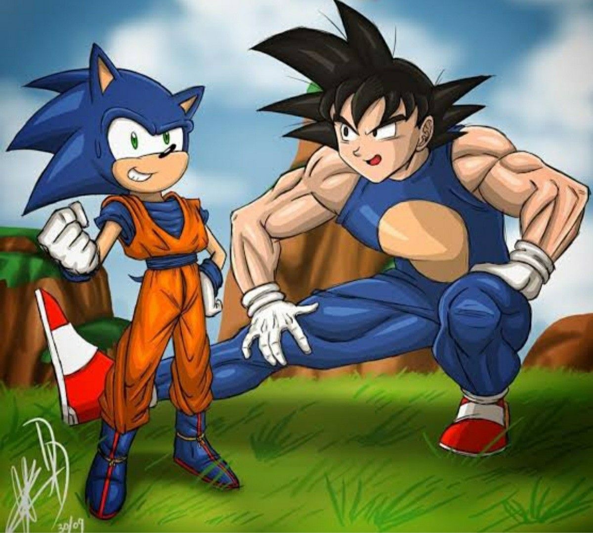 Sonic X Goku | Cartoon crossovers, Sonic, Sonic fan art