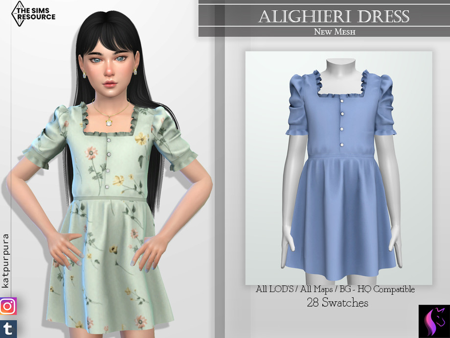 KaTPurpura's Alighieri Dress | Sims 4 children, Sims 4 dresses, Sims 4