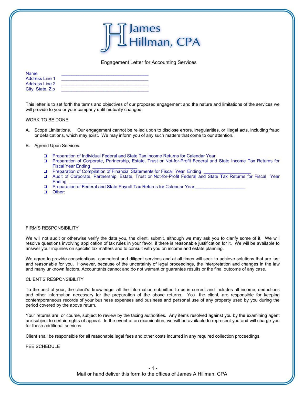 Free Templates Sample Engagement Letter For Bookkeeping Services ...