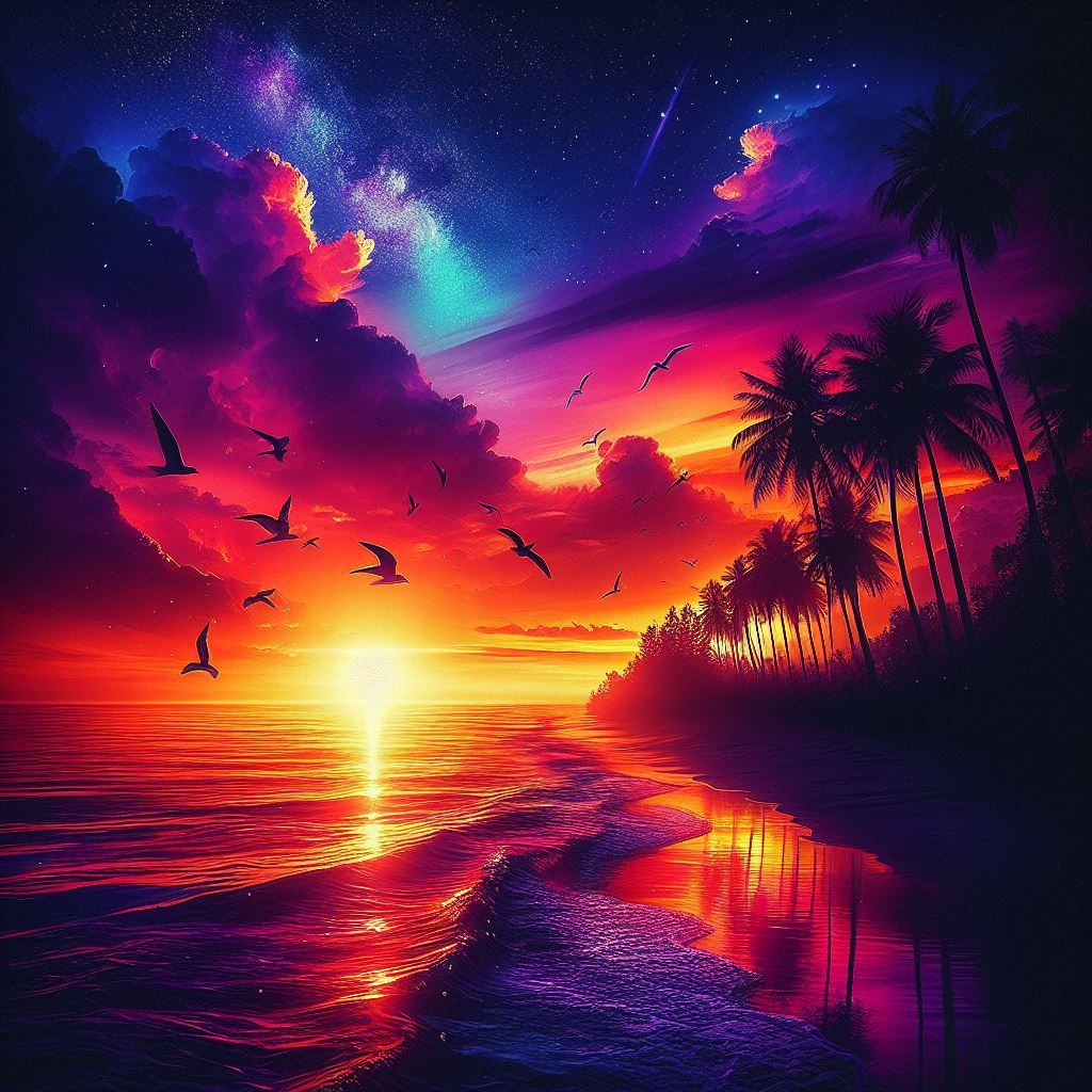 Nature 2 beautiful sunset painting digital art print ai generated wall ...